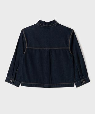 Veste en jean coupe droite avec col froncé fille - LuluCastagnette vue3 - LULU CASTAGNETTE G4G D - GEMO