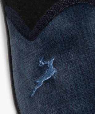 Chaussons homme mules en velours ras effet toile brodée vue6 - GEMO(HOMWR HOM) - GEMO