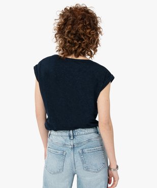 Tee-shirt femme pailleté avec manches ultra courtes vue3 - GEMO(FEMME PAP) - GEMO
