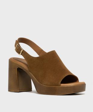 Sandales à talon épais et semelle plateforme en cuir femme - Tanéo vue6 - TANEO - GEMO