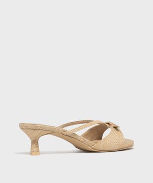 Sandales mules aspect raphia à petit talon femme - Follow Me vue4 - FOLLOW ME - GEMO