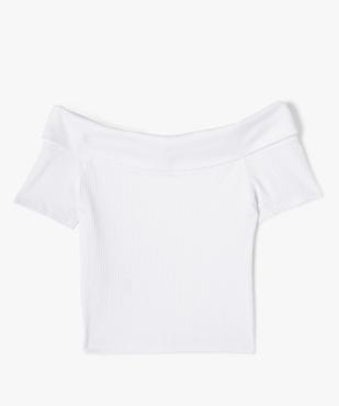 Tee-shirt manches courtes coupe courte et col Bardot fille vue4 - GEMO (JUNIOR) - GEMO