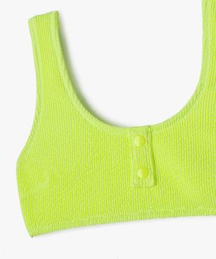 Maillot de bain deux pièces en maille gaufrée fille vue2 - GEMO 4G FILLE - GEMO
