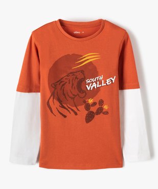 Tee-shirt garçon à manches longues effet 2-en-1 vue1 - GEMO (ENFANT) - GEMO