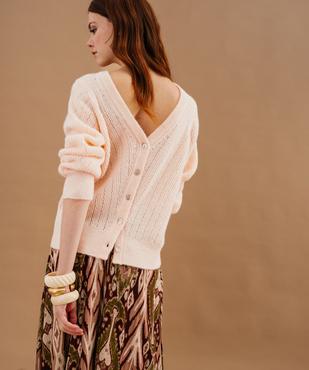 Gilet en maille ajourée à col V femme vue1 - GEMO(FEMME PAP) - GEMO