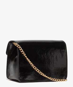 Sac femme verni avec rabat et bandoulière chaîne vue2 - GEMO (ACCESS) - GEMO