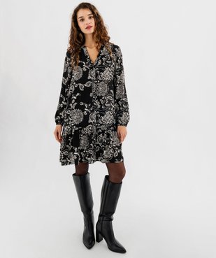 Robe voile à motifs fleuris avec volant dans le bas femme vue4 - GEMO 4G FEMME - GEMO
