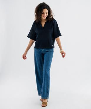 Polo en maille fantaisie ajourée femme - LuluCastagnette vue4 - LULUCASTAGNETTE - GEMO