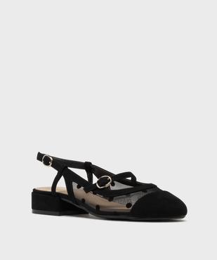 Escarpins sling-back en résille à talon plat femme - Follow Me vue3 - FOLLOW ME - GEMO
