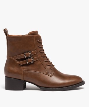 Boots lacées à bout amande et brides décoratives vue1 - GEMO (CASUAL) - GEMO