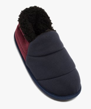 Chaussons homme pantoufles bicolores fourrées sherpa vue5 - GEMO 4G HOMME - GEMO