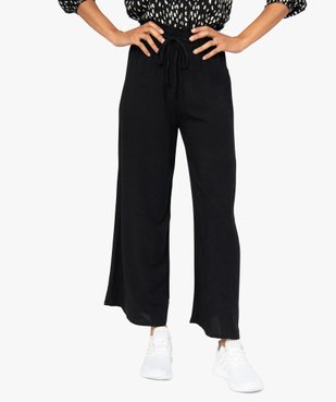 Pantalon femme large et fluide avec ceinture tressée vue1 - GEMO(FEMME PAP) - GEMO