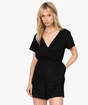 Combishort femme fluide décolleté cache-cœur vue1 - GEMO(FEMME PAP) - GEMO