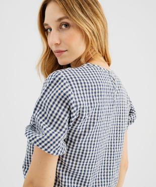 Blouse manches courtes à motif vichy femme vue2 - GEMO(FEMME PAP) - GEMO