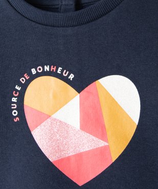 Sweat molletonné avec motifs et message bébé fille vue2 - GEMO(BEBE DEBT) - GEMO