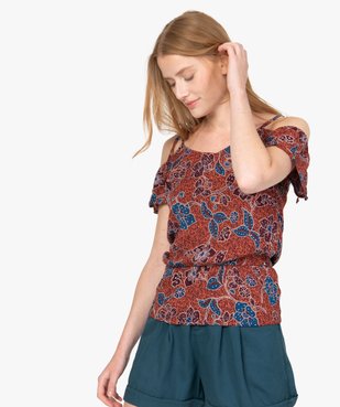 Blouse femme imprimée avec épaules dénudées vue1 - GEMO(FEMME PAP) - GEMO