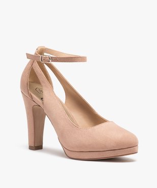 Escarpins femme unis à semelle plateforme et bride cheville vue2 - GEMO(URBAIN) - GEMO