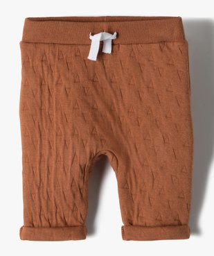 Pantalon bébé garçon en maille effet matelassé vue1 - GEMO(BB COUCHE) - GEMO