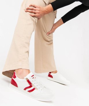 Baskets femme à zip fantaisie avec détails vernis contrastants vue1 - GEMO (SPORTSWR) - GEMO