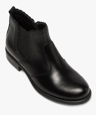 Boots fille style chelsea dessus cuir uni à bords dentelés vue5 - GEMO (ENFANT) - GEMO