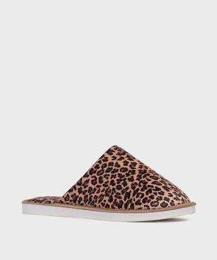 Chaussons mules en velours à motif léopard femme vue2 - GEMO(HOMWR FEM) - GEMO