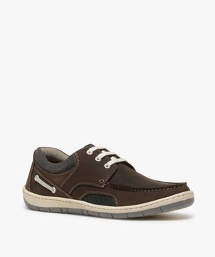 Chaussures bateau homme à lacets dessus cuir – Terre de Marins vue2 - TERRE DE MARINS - GEMO