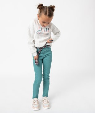 Pantalon fille slim avec ceinture à nouer fleurie - LuluCastagnette vue1 - LULUCASTAGNETTE - GEMO