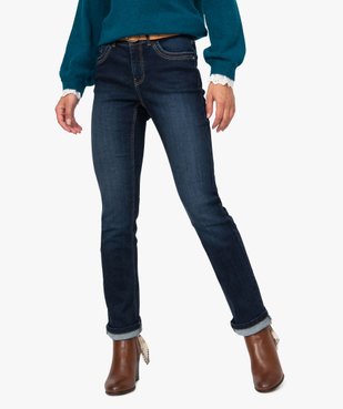 Jean femme regular taille normale brut avec ceinture vue2 - GEMO(FEMME PAP) - GEMO