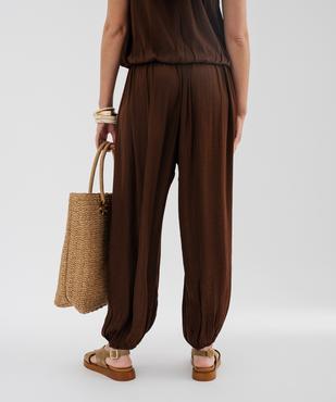 Pantalon large et fluide satiné look sarouel femme vue3 - GEMO(FEMME PAP) - GEMO