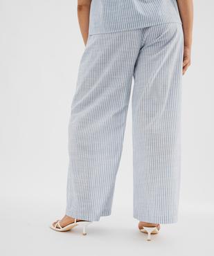 Pantalon en toile de coton rayé femme grande taille vue3 - GEMO (G TAILLE) - GEMO