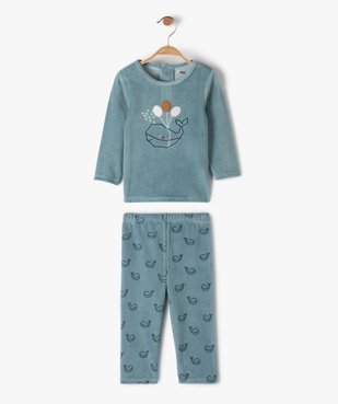 Pyjama bébé 2 pièces motif baleine en velours doux vue1 - GEMO(BB COUCHE) - GEMO
