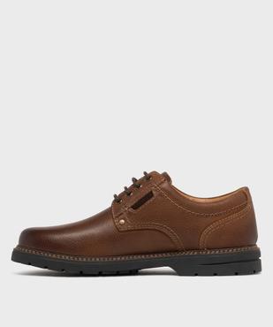 Derbies en cuir casual à semelle crantée homme - Tanéo vue3 - TANEO - GEMO