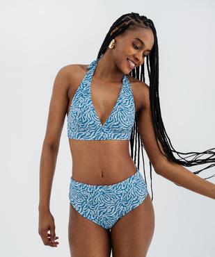 Bas de maillot de bain taille haute en maille gaufrée femme vue3 - GEMO (PLAGE) - GEMO
