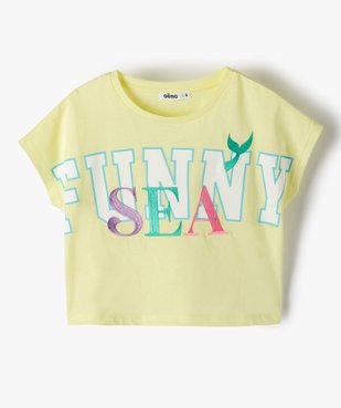 Tee-shirt court fille avec motif scintillant sur l’avant vue2 - GEMO (ENFANT) - GEMO