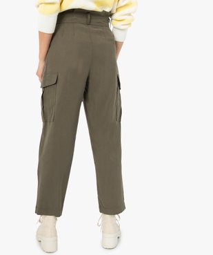 Pantalon femme en toile coupe large avec ceinture vue3 - GEMO(FEMME PAP) - GEMO