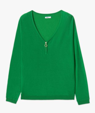 Pull femme en maille fine avec col zippé et manches chauve-souris vue4 - GEMO 4G FEMME - GEMO
