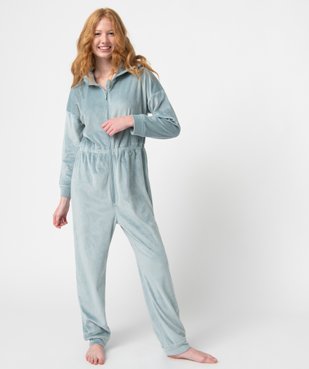 Combinaison pyjama femme en velours extensible vue1 - GEMO(HOMWR FEM) - GEMO