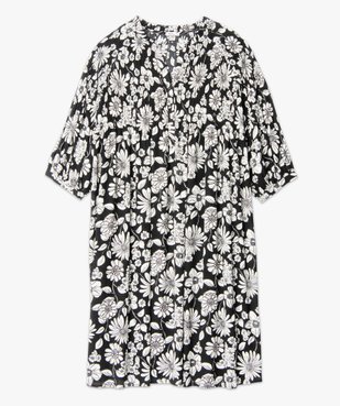 Robe femme grande taille imprimée à smocks et manches 3/4 vue4 - GEMO (G TAILLE) - GEMO
