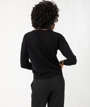 Pull fin à col rond finitions roulottée femme vue3 - GEMO(FEMME PAP) - GEMO