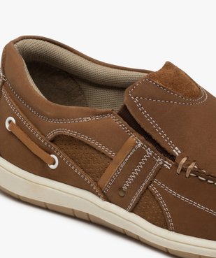 Chaussures bateau homme unies en cuir – Terre de Marins vue6 - TERRE DE MARINS - GEMO