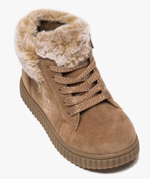 Boots fille zippées dessus suédine et col fourrure imitation vue5 - GEMO (ENFANT) - GEMO