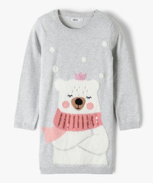 Robe fille en maille à motif doux et paillettes vue1 - Nikesneakers (ENFANT) - Nikesneakers