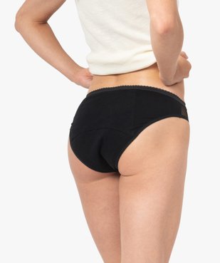 Culotte menstruelle en coton stretch et plumetis pour flux moyen - Dim Protect vue2 - DIM - GEMO