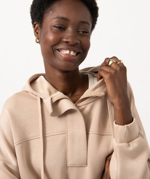 Sweat à capuche oversize avec col zippé femme vue2 - GEMO(FEMME PAP) - GEMO