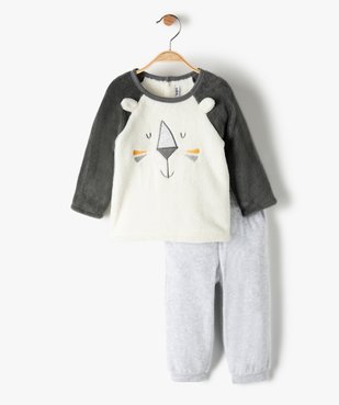 Pyjama bébé en maille peluche extra douce motif lion vue1 - GEMO(BB COUCHE) - GEMO