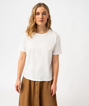 Tee-shirt à manches courte avec message brodé femme vue6 - GEMO(FEMME PAP) - GEMO