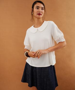 Blouse unie col claudine femme vue5 - GEMO(FEMME PAP) - GEMO