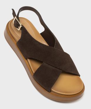 Sandales plates avec brides en cuir croisées femme - Tanéo vue5 - TANEO - GEMO