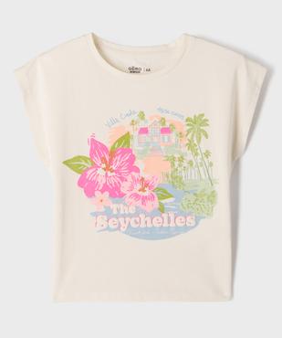 Tee-shirt manches courtes coupe oversize à motif fille vue1 - GEMO 4G FILLE - GEMO