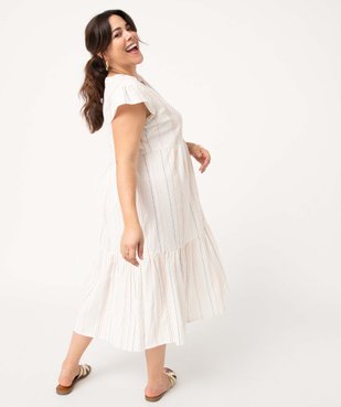 Robe femme grande taille à manches courtes col V et volant vue3 - GEMO (G TAILLE) - GEMO